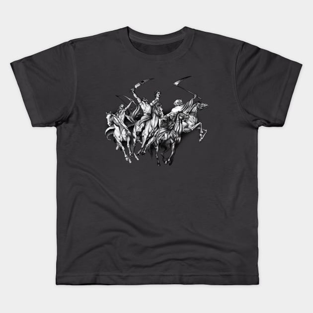 Four Horseman of the Apocalypse Kids T-Shirt by bonedesigns